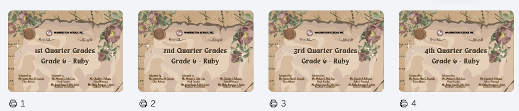 Quarterly Grade Report Covers